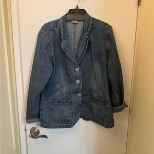 RE&X Denim Button-Front Women's Jacket - Blue